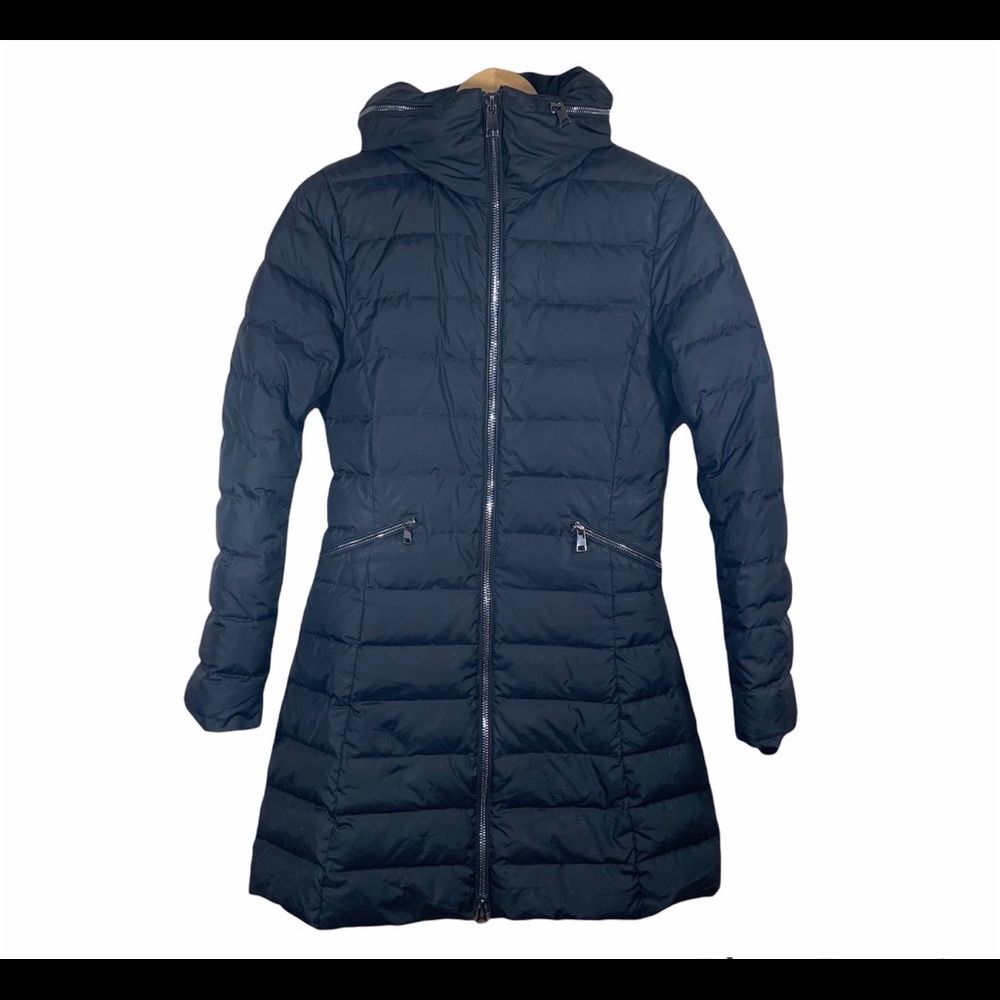 Aritzia Babaton Astell Goose Down Quilted hood Black knee length Coat